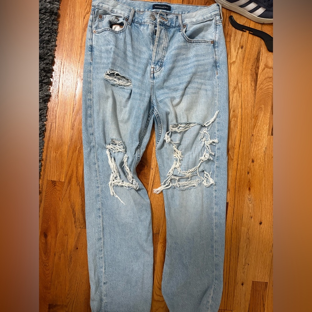 Aeropostale Light Blue Distressed Flare Jeans
